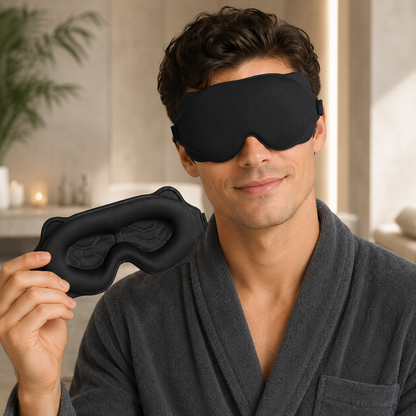 AURVANI™ 3D Contoured Luxury Sleep Mask for Complete Light Blocking Soft Padded Eye Coverage for Deeper Rest