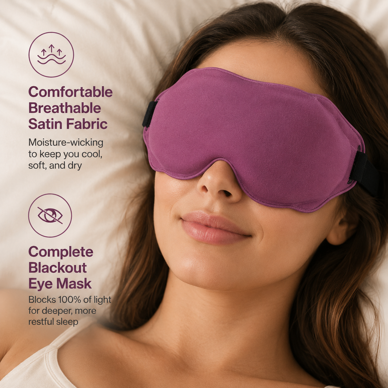 AURVANI™ 3D Contoured Luxury Sleep Mask for Complete Light Blocking Soft Padded Eye Coverage for Deeper Rest