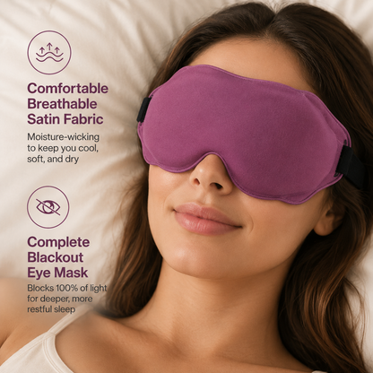 AURVANI™ 3D Contoured Luxury Sleep Mask for Complete Light Blocking Soft Padded Eye Coverage for Deeper Rest
