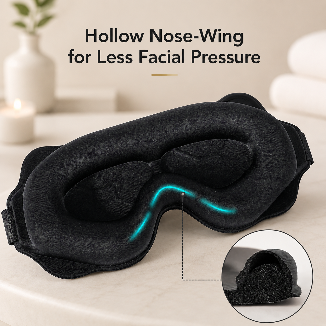 AURVANI™ 3D Contoured Luxury Sleep Mask for Complete Light Blocking Soft Padded Eye Coverage for Deeper Rest