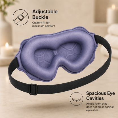 AURVANI™ 3D Contoured Luxury Sleep Mask for Complete Light Blocking Soft Padded Eye Coverage for Deeper Rest