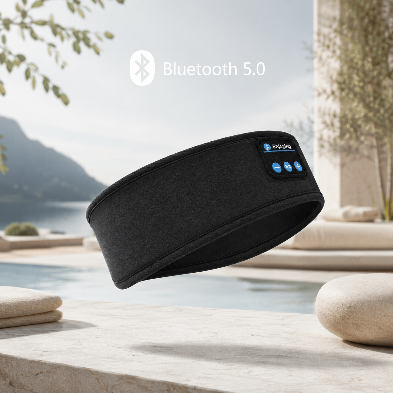 AURVANI™ Bluetooth 5.0 Sports and Sleep Headband with Wireless Earphones + Comfort Eye Mask