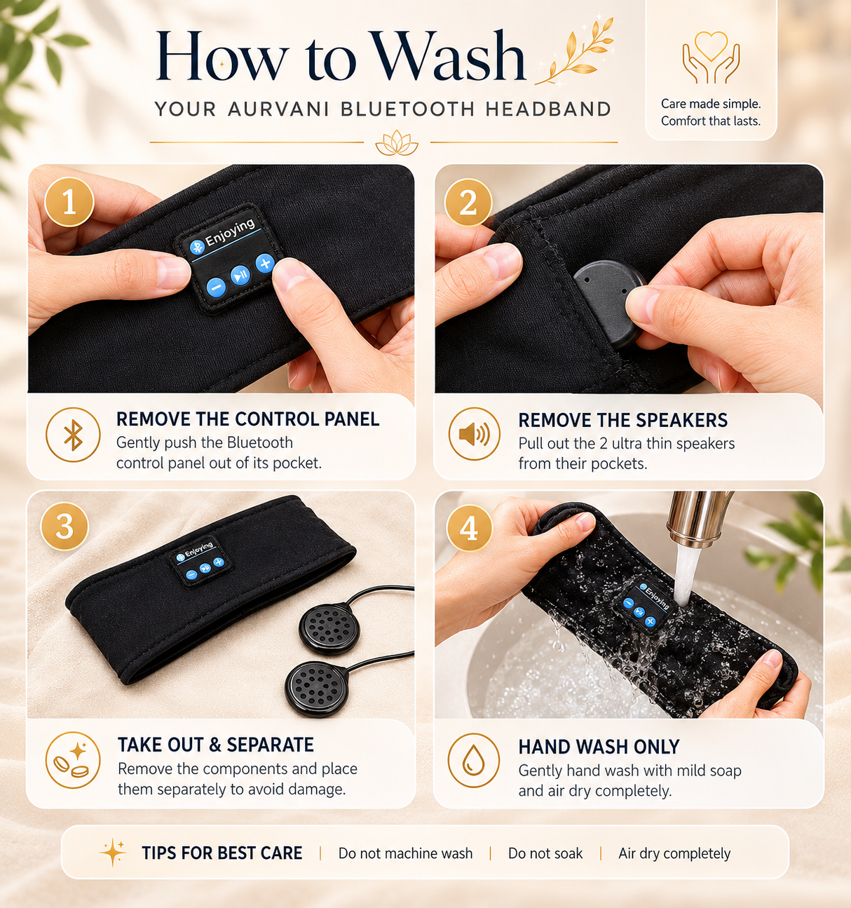 AURVANI™ Wireless Bluetooth Sleep Headband with Integrated Earphones and Soft Eye Mask Design
