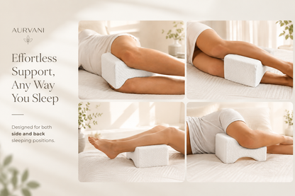 AURVANI™ Ergonomic Memory Foam Leg & Knee Pillow for Side Sleeping + Breathable Skin-Friendly Washable Cover