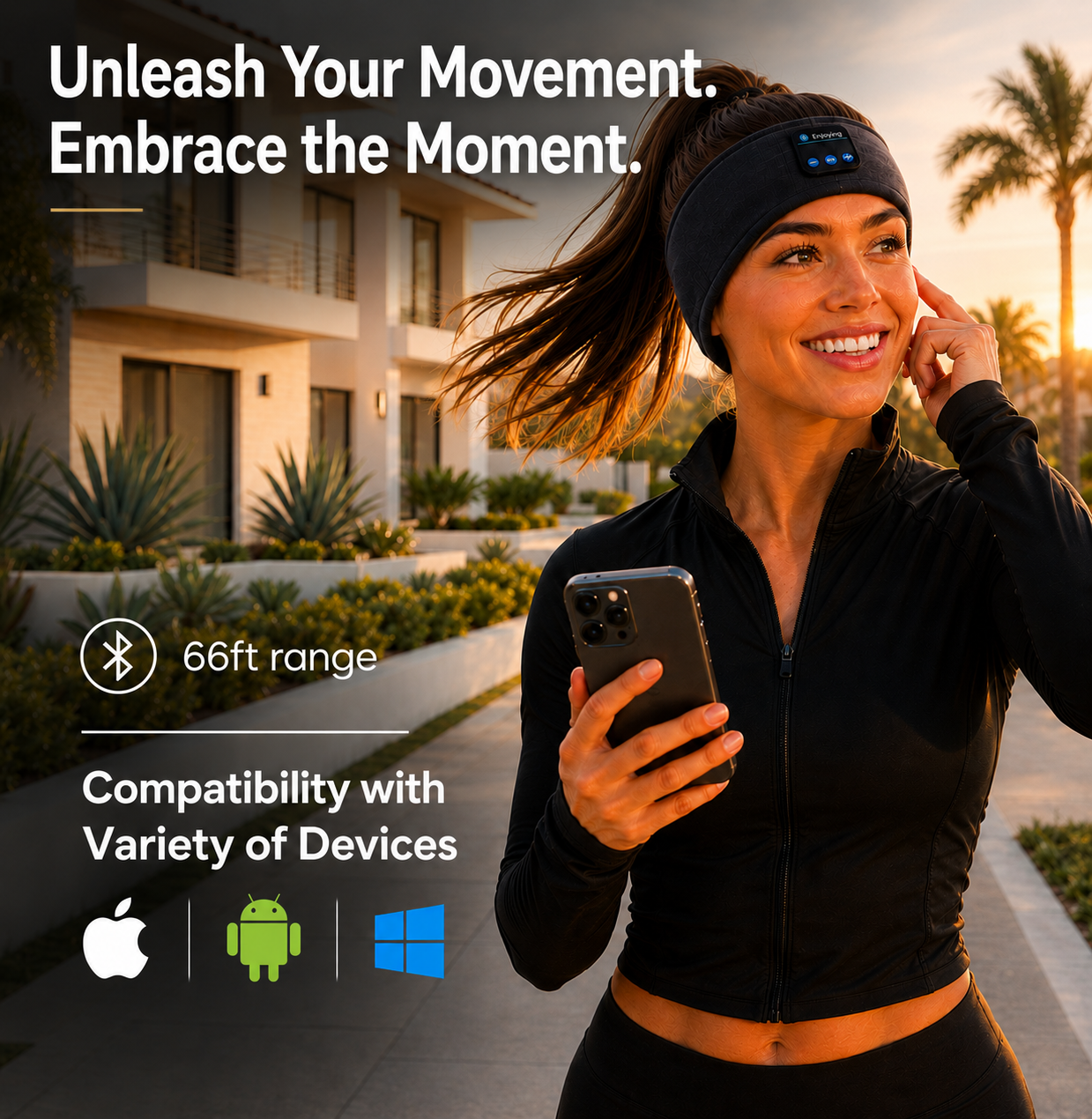 AURVANI™ Bluetooth 5.0 Sports and Sleep Headband with Wireless Earphones + Comfort Eye Mask
