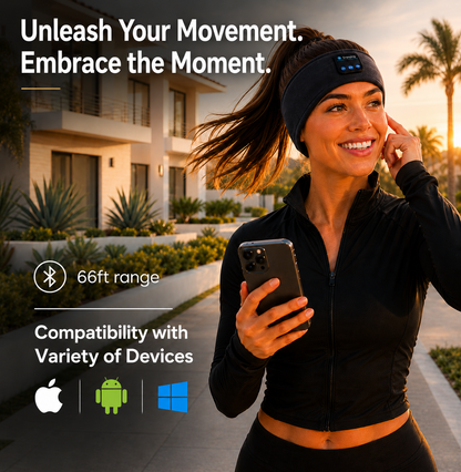 AURVANI™ Bluetooth 5.0 Sports and Sleep Headband with Wireless Earphones + Comfort Eye Mask