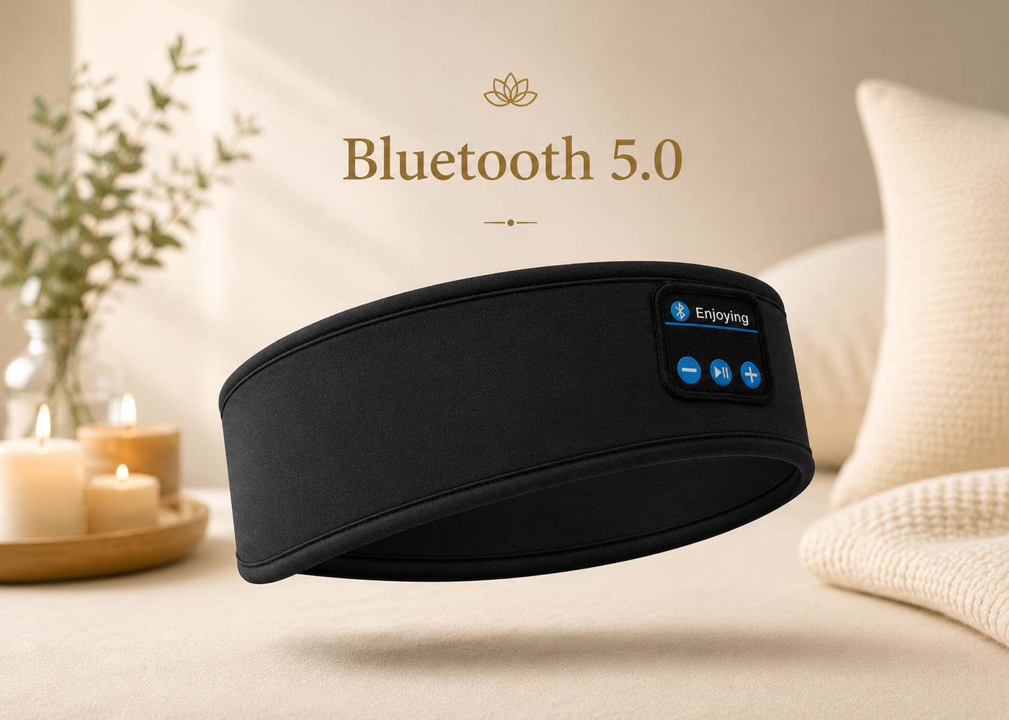 AURVANI™ Wireless Bluetooth Sleep Headband with Integrated Earphones and Soft Eye Mask Design