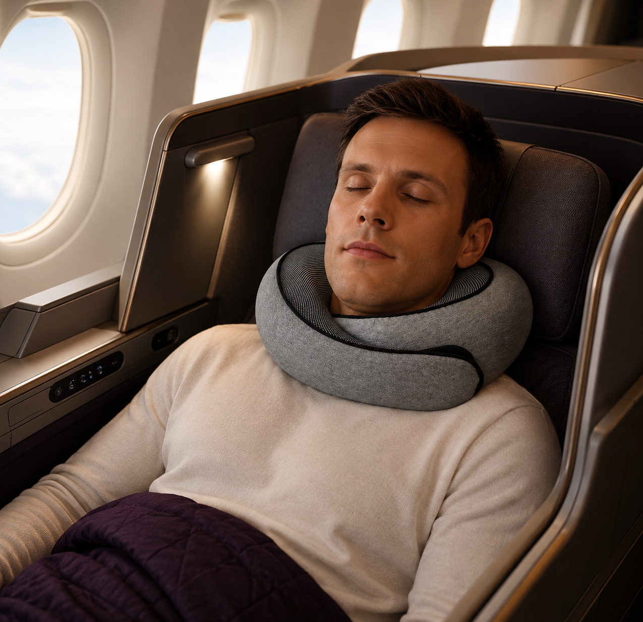 AURVANI™ Premium Memory Foam Travel Neck Pillow for Supported Rest - Adjustable U-Shaped Design for Comfort On the Move